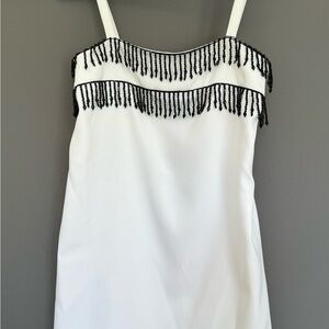 White Dress with Black Beaded Fringe